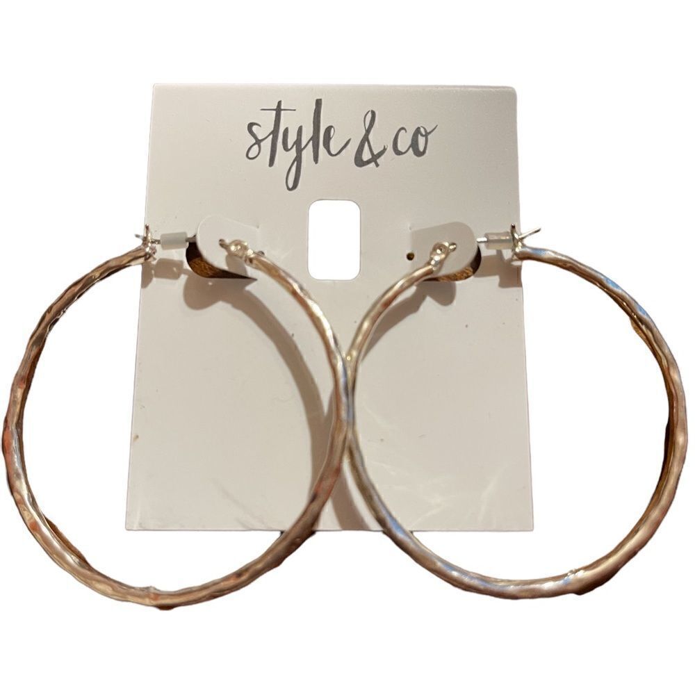 NWT Style & Co silver tone hoop earrings.